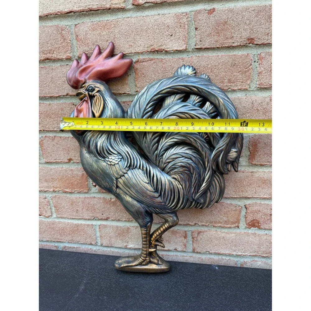 Atlantic Mold Vintage Ceramic Rooster Wall Hanging Farmhouse Decor Bronze Blue